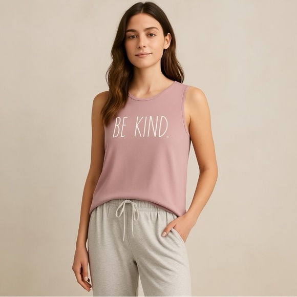 Rae Dunn Pink Be Kind Tank Size Medium - Picture 1 of 12